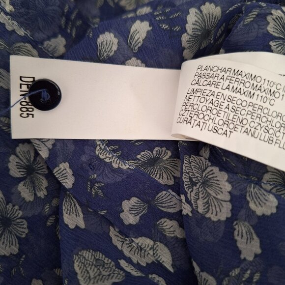 Zara 100% Silk Blue and White Sheer Floral Blouse - Picture 9 of 9